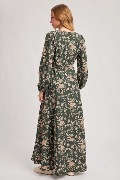 The Forest Reverie Wrap Dress - Hunter Green