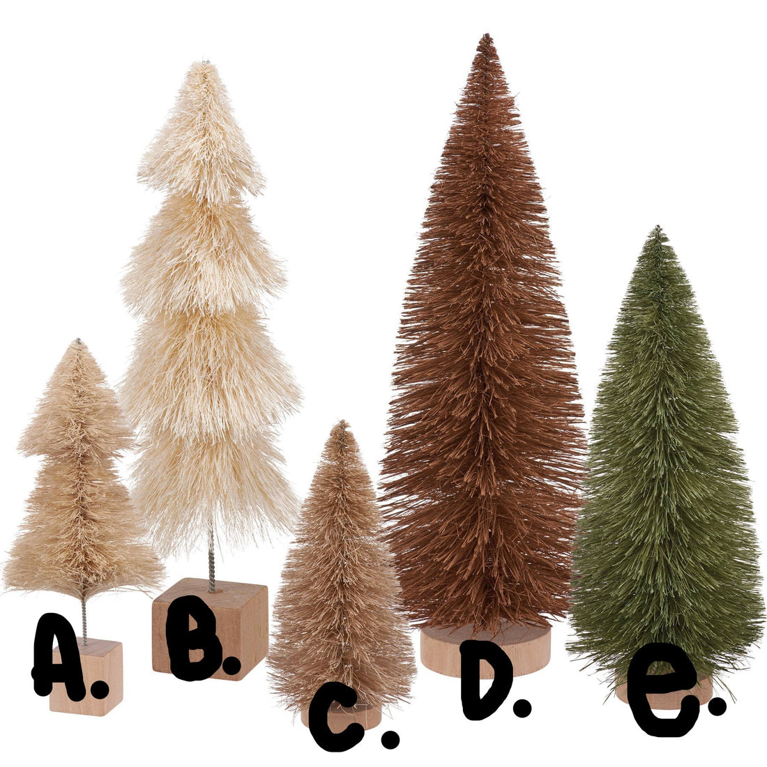 Multi Winter Bottle Brush Tree Set