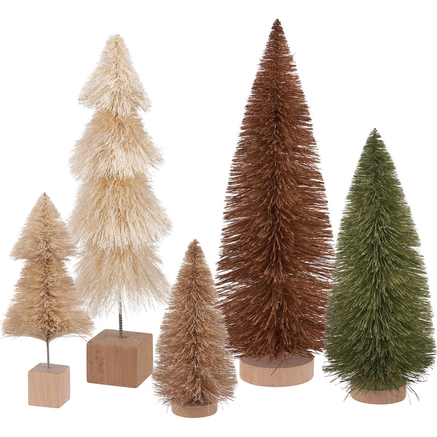 Multi Winter Bottle Brush Tree Set