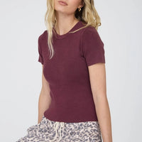 Maroon Cropped Knit Tee