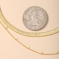 Layered Chain Herringbone Choker Necklace