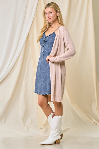 Long Sleeve Open Cardigan - Oatmeal