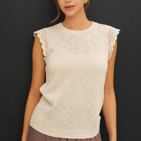 Crochet Ruffle Top - White