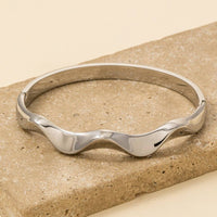 Stainless Steel Wavy Hinge Bangle Bracelet