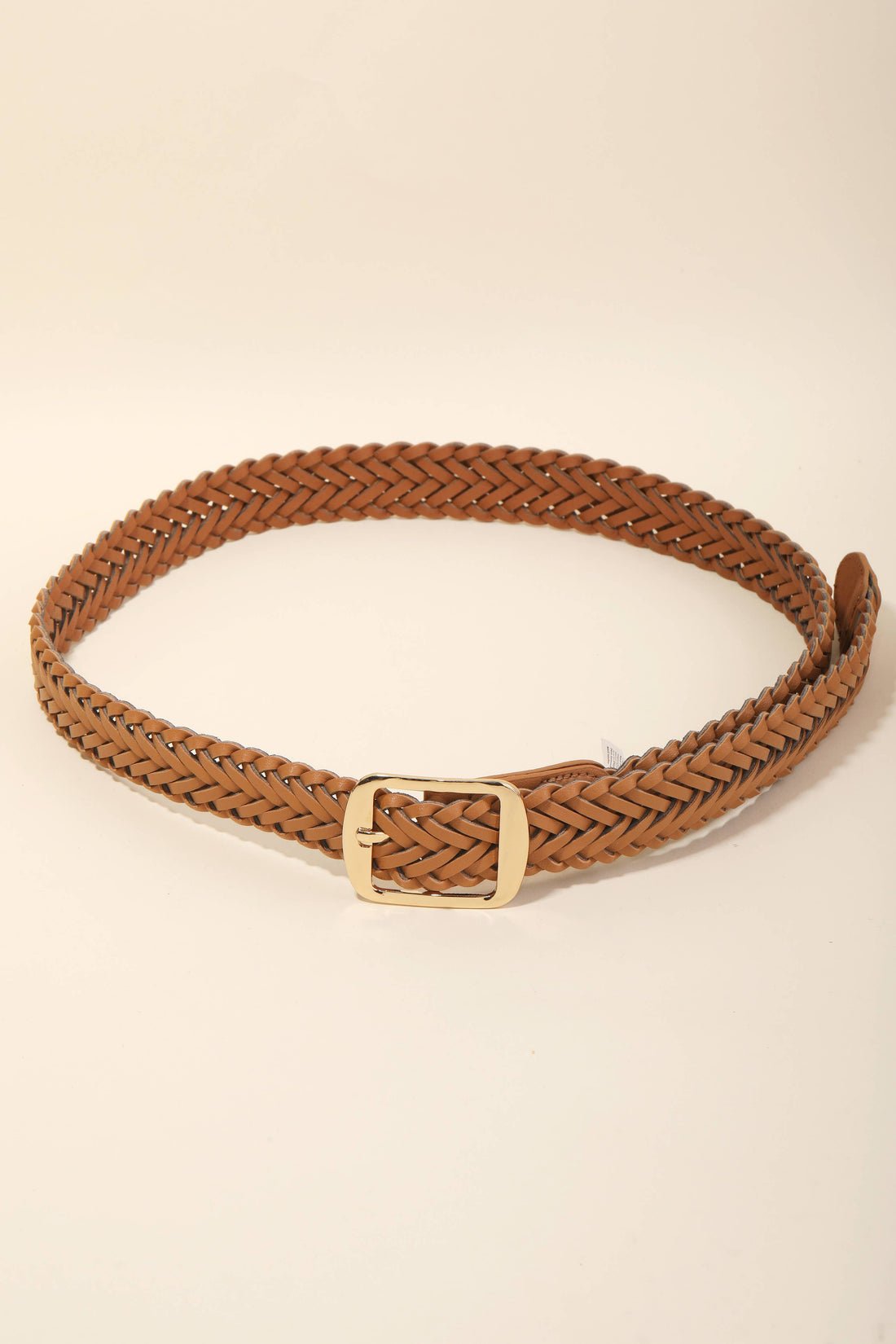Vegan Leather Braided Belt: Brown