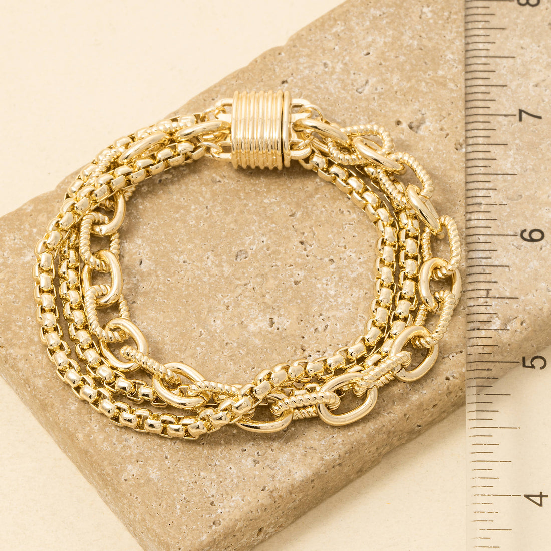 Chains Magnetic Lock Gold Plated Bracelet