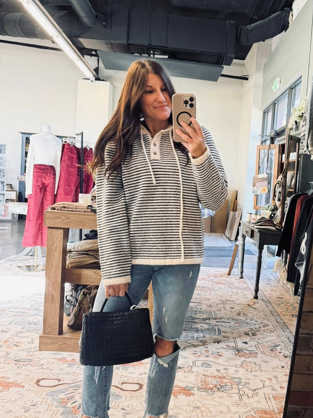 Twilight Stripe Henley Sweater