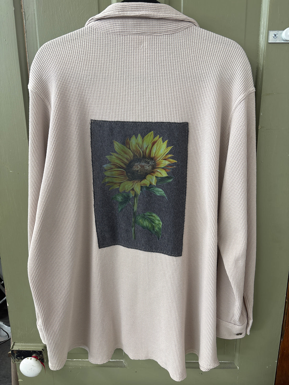 Repurposed Shirt with Sunflower Patch