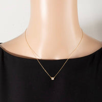 Dainty Chain Round Cz Halo Solitaire Pendant Necklace: Gold