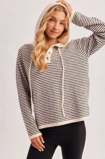 Twilight Stripe Henley Sweater