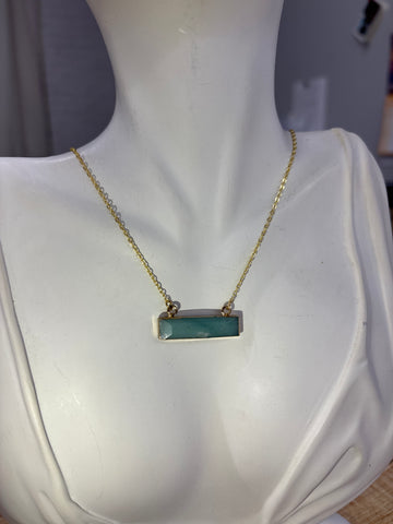 Gold Blue Bar Necklace