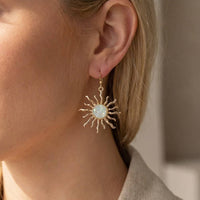 Glitter Resin Sun Dangle Earrings: Blue