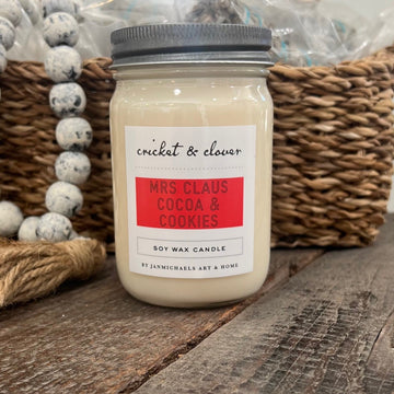 Mrs Claus Cocoa & Cookies Soy Mason Jar Candle