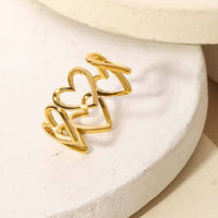 Open Heart Shape Fashion Ring: Gold