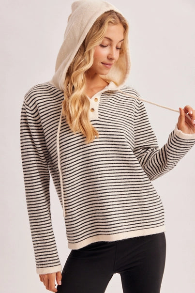 Twilight Stripe Henley Sweater