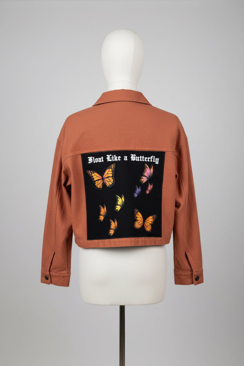 Repurposed Jacket with Float Like A Butterfly Patch