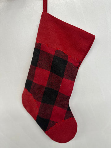 Black + Red Plaid Holiday Stocking