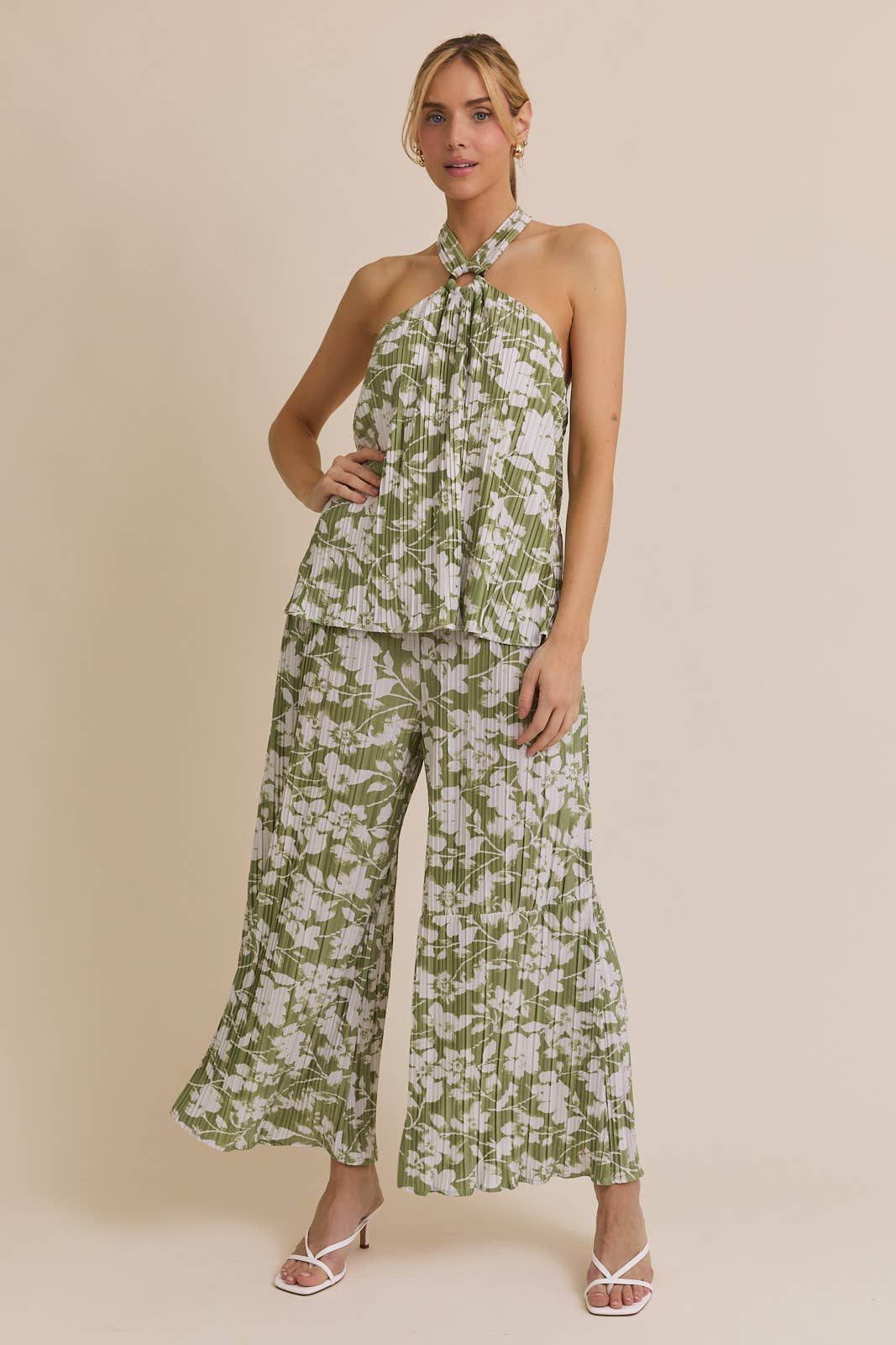 Palazzo Pleated Pants - Floral