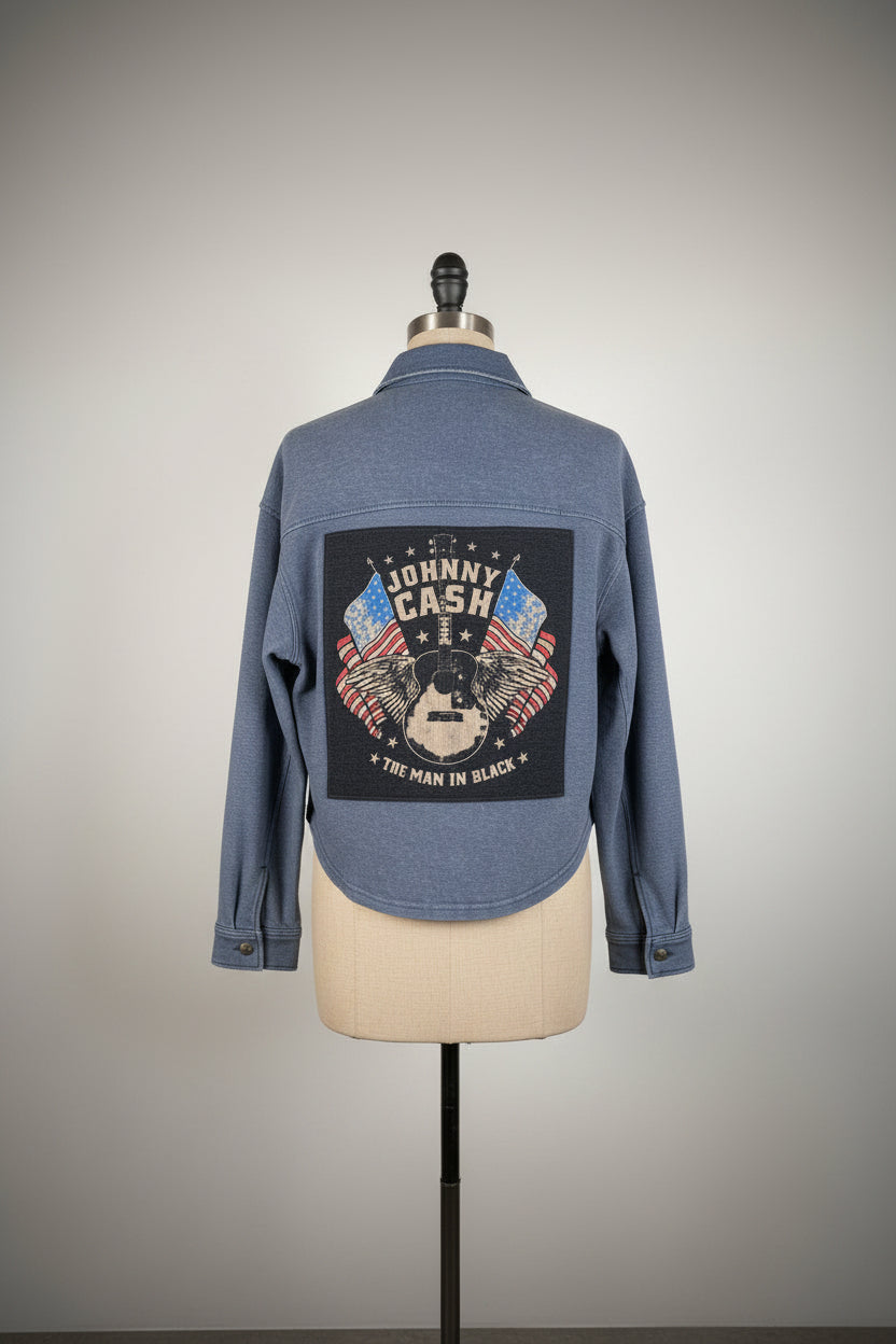 Repurposed Button Down Shirt with The Man In Black Patch