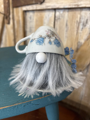 Blue Floral Dainty Teacup Gnome