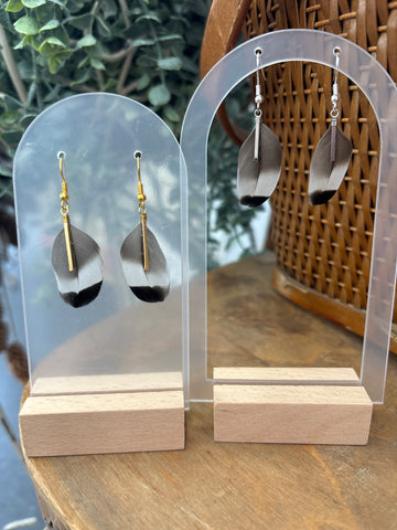 Duck Feather + Bar Earrings