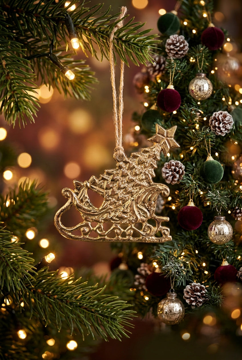 Gold Sleigh Ornament