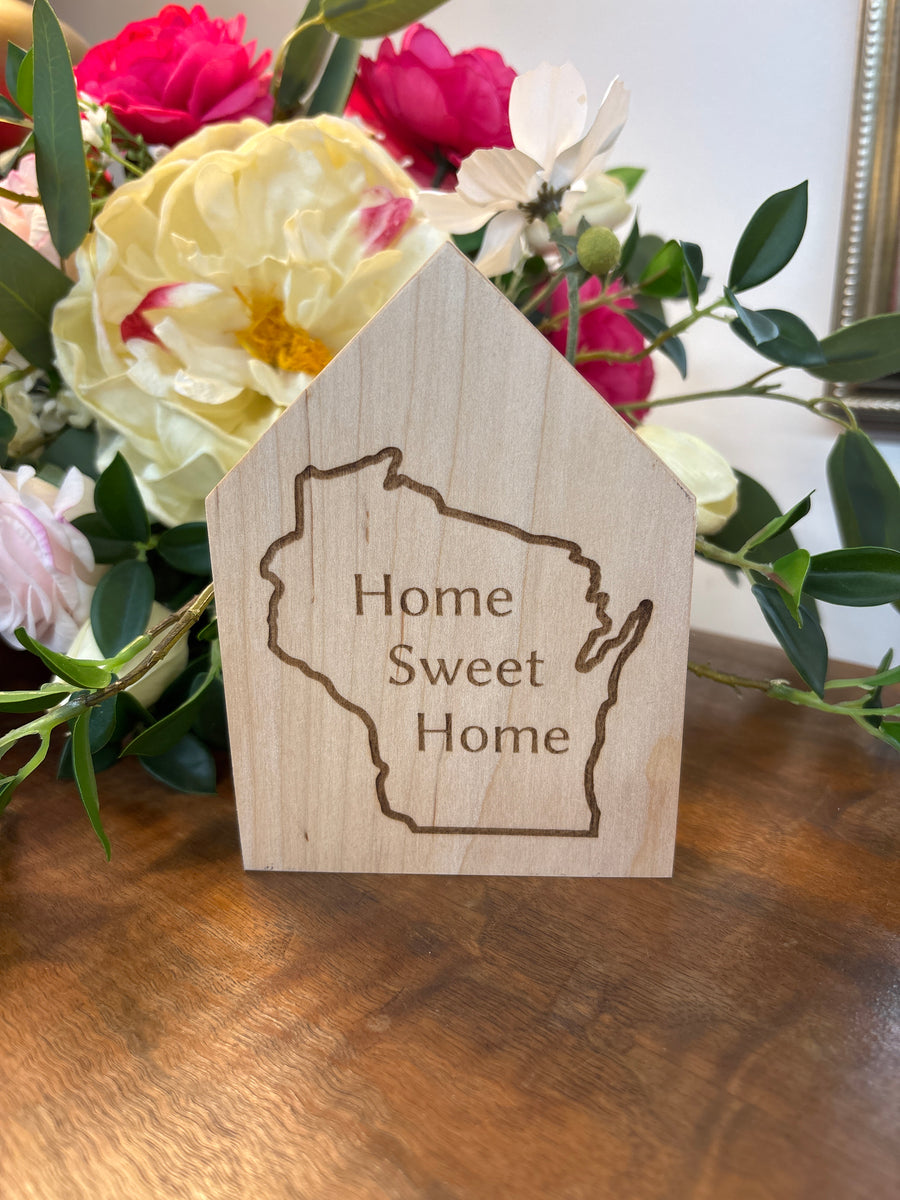 Wisconsin Wooden Laser Shelf Sitter - Home