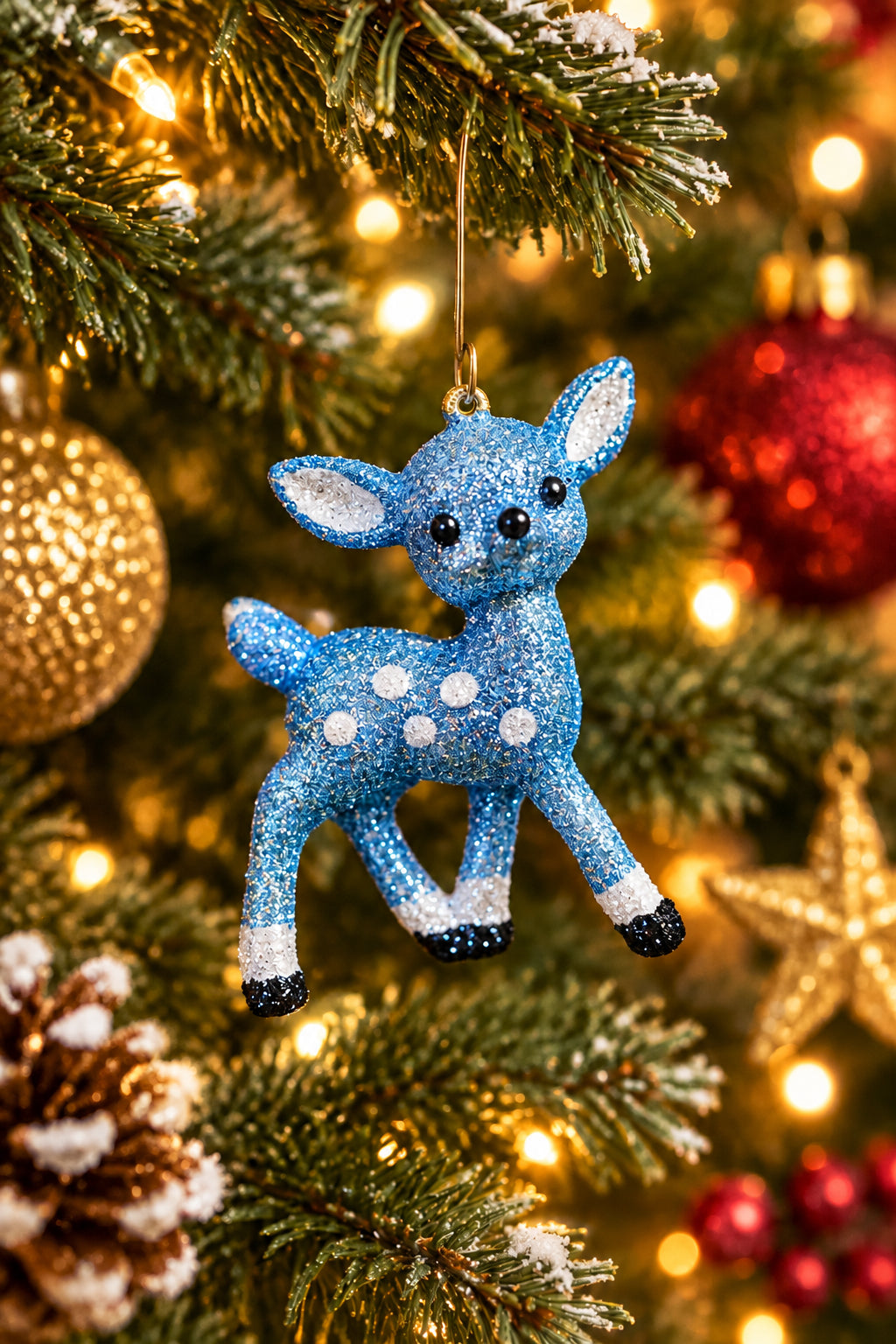 Blue Standing Deer Ornament