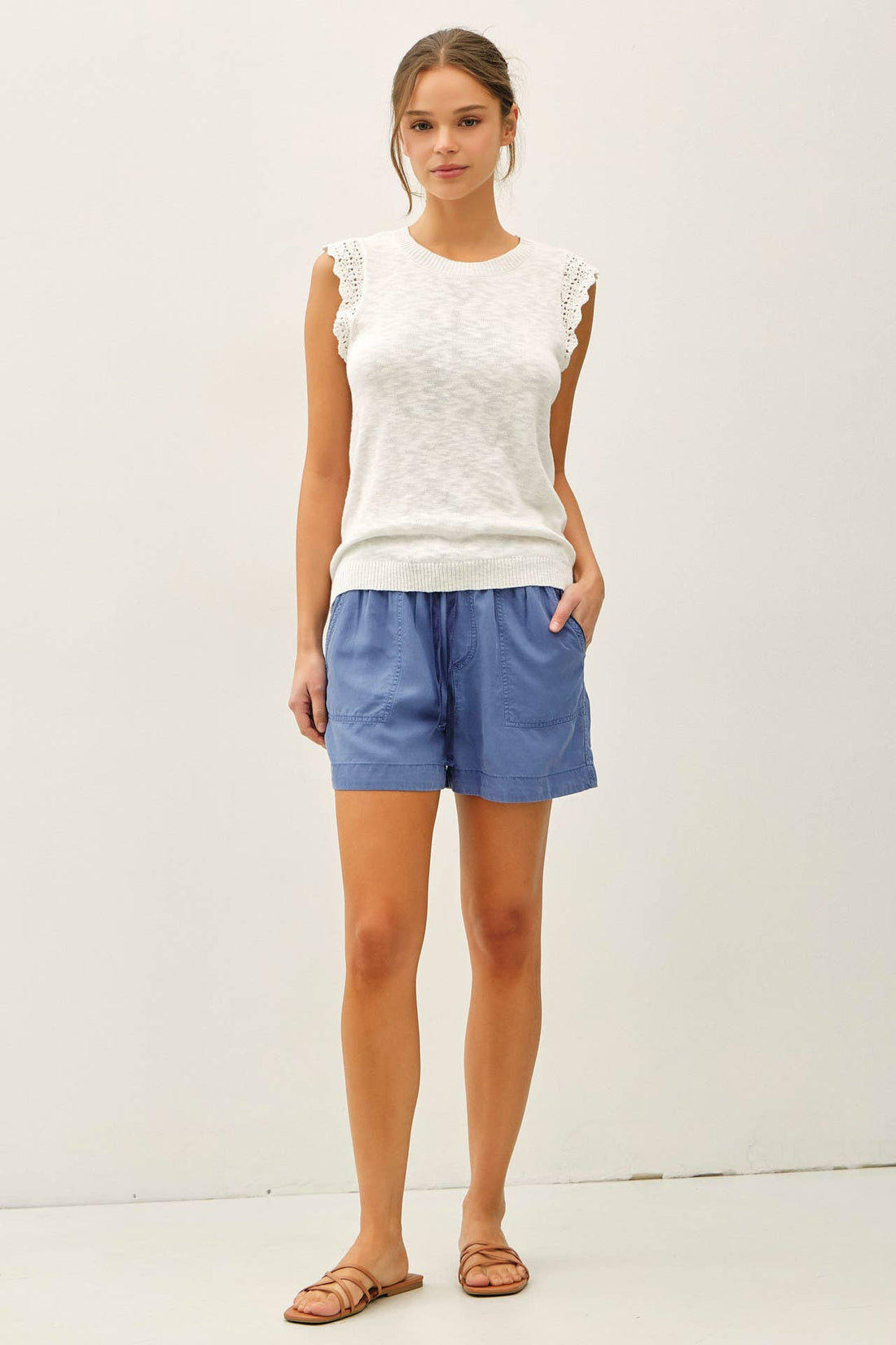 Crochet Ruffle Top - White