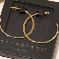 Secret Box Metallic Open Hoop Earrings - Gold