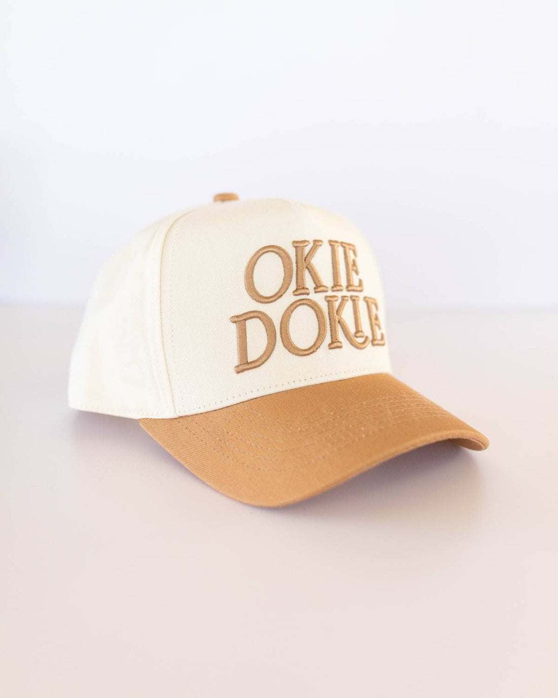 OKIE DOKIE Unisex Trucker Hat: Caramel