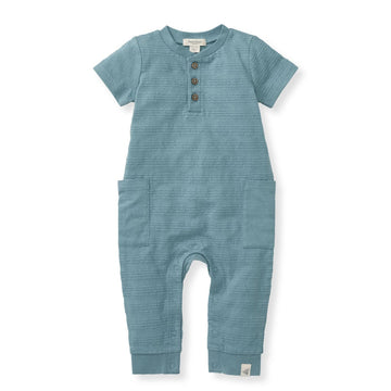 Dotted Jacquard Jumpsuit: Smoke Blue