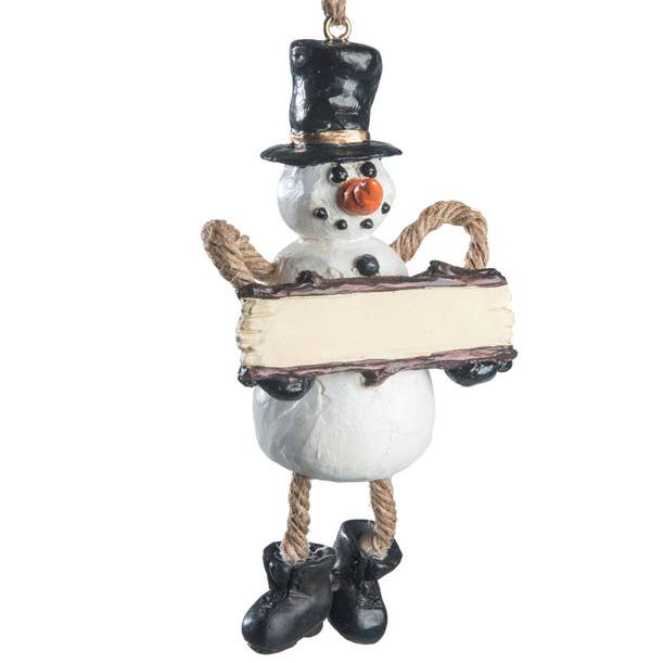 Snowman With Sign Ornament - Personalize