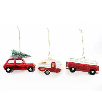 Christmas Vehicle Glass Bauble Ornament