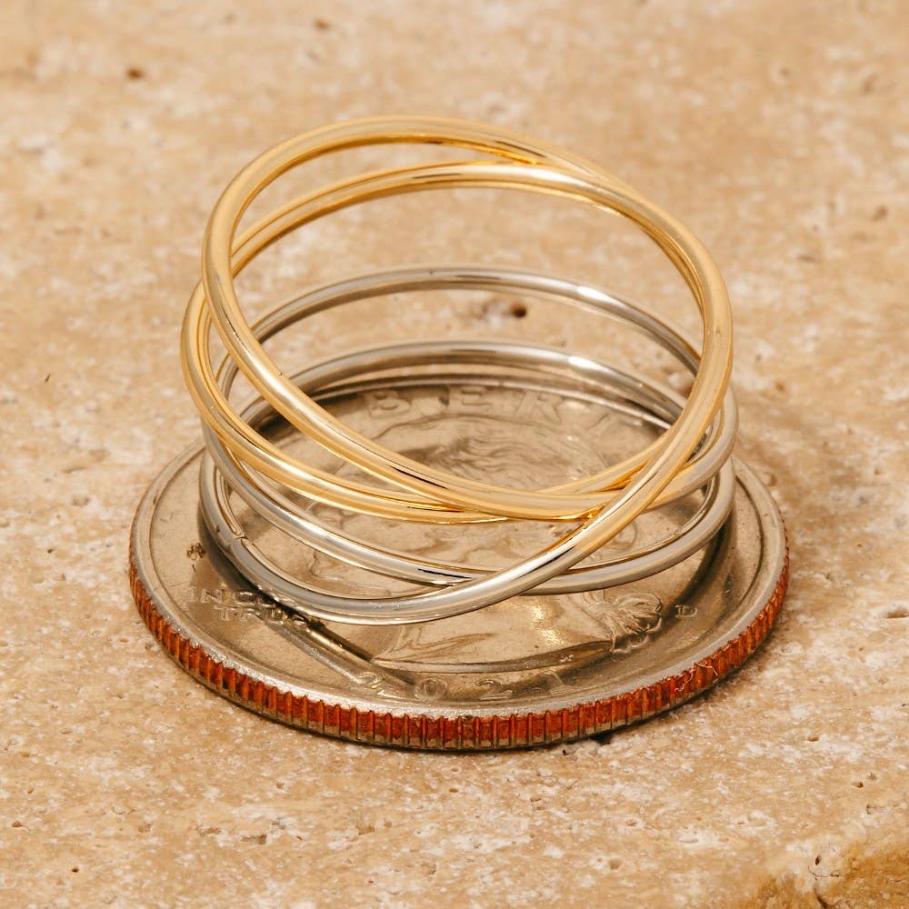 Two Tone Coiled Wire Band Ring