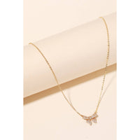 Pave Bow Ribbon Charm Necklace