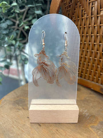 Golden Fish Drop Earrings