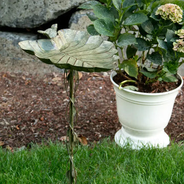 Verdigris Leaf Birdbath