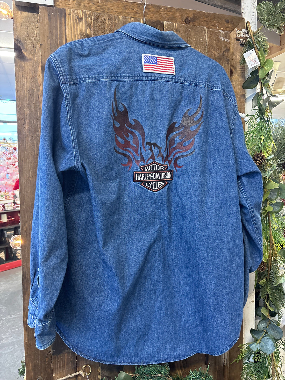 Repurposed Denim with Harley Patch