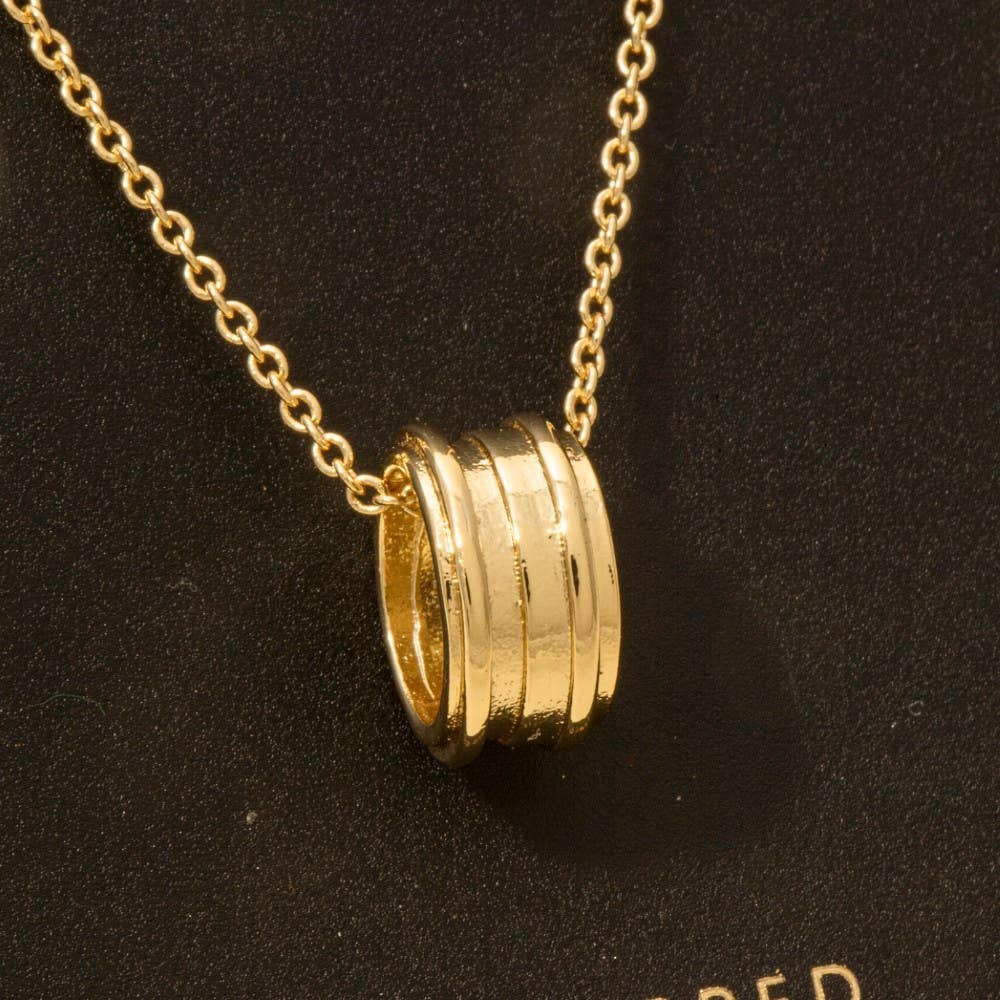 Gold Dipped Dainty Ring Pendant Necklace - Gold