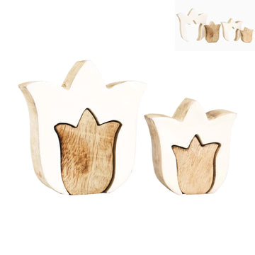White Nesting Wooden Tulip