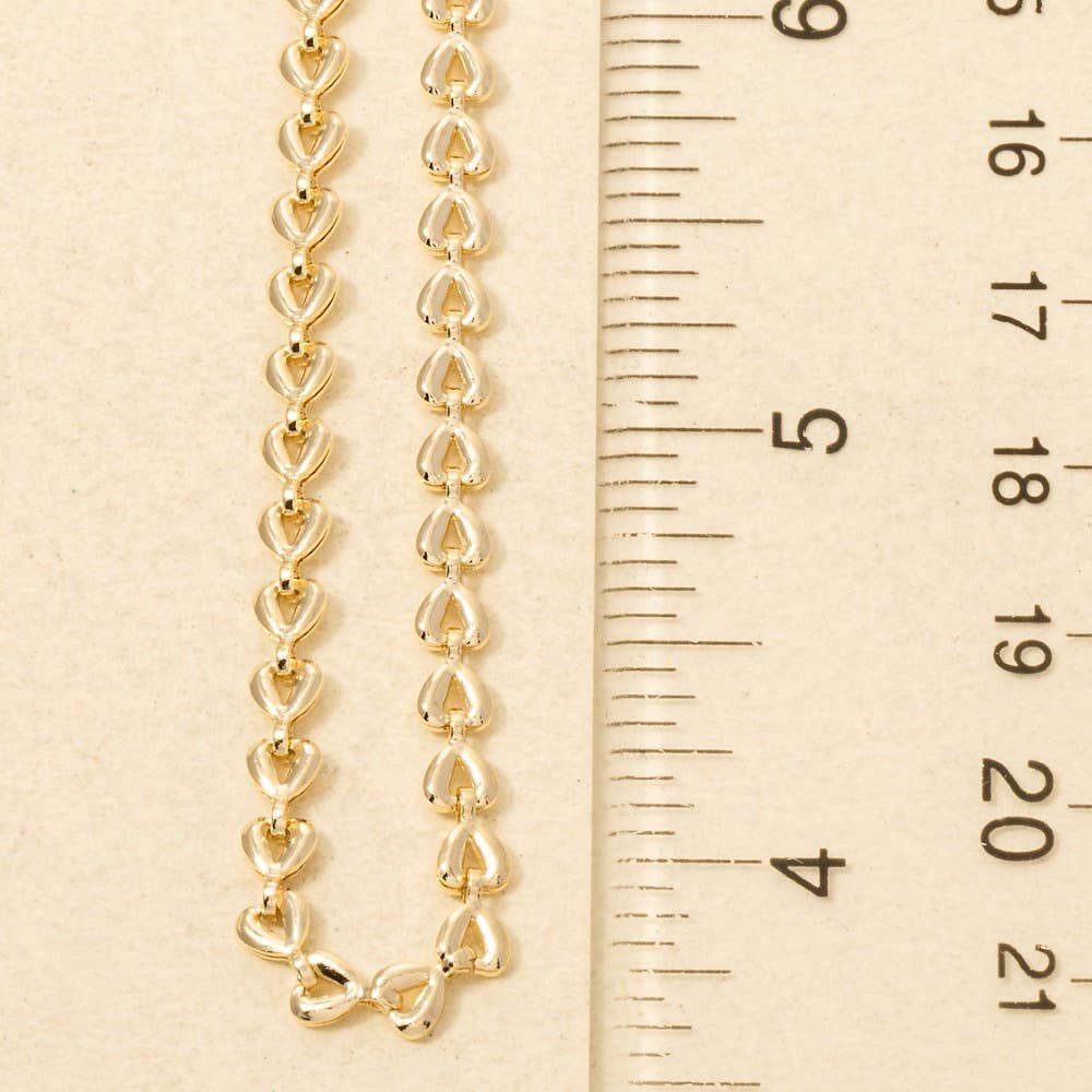 Metallic Heart Classic Chain Necklace