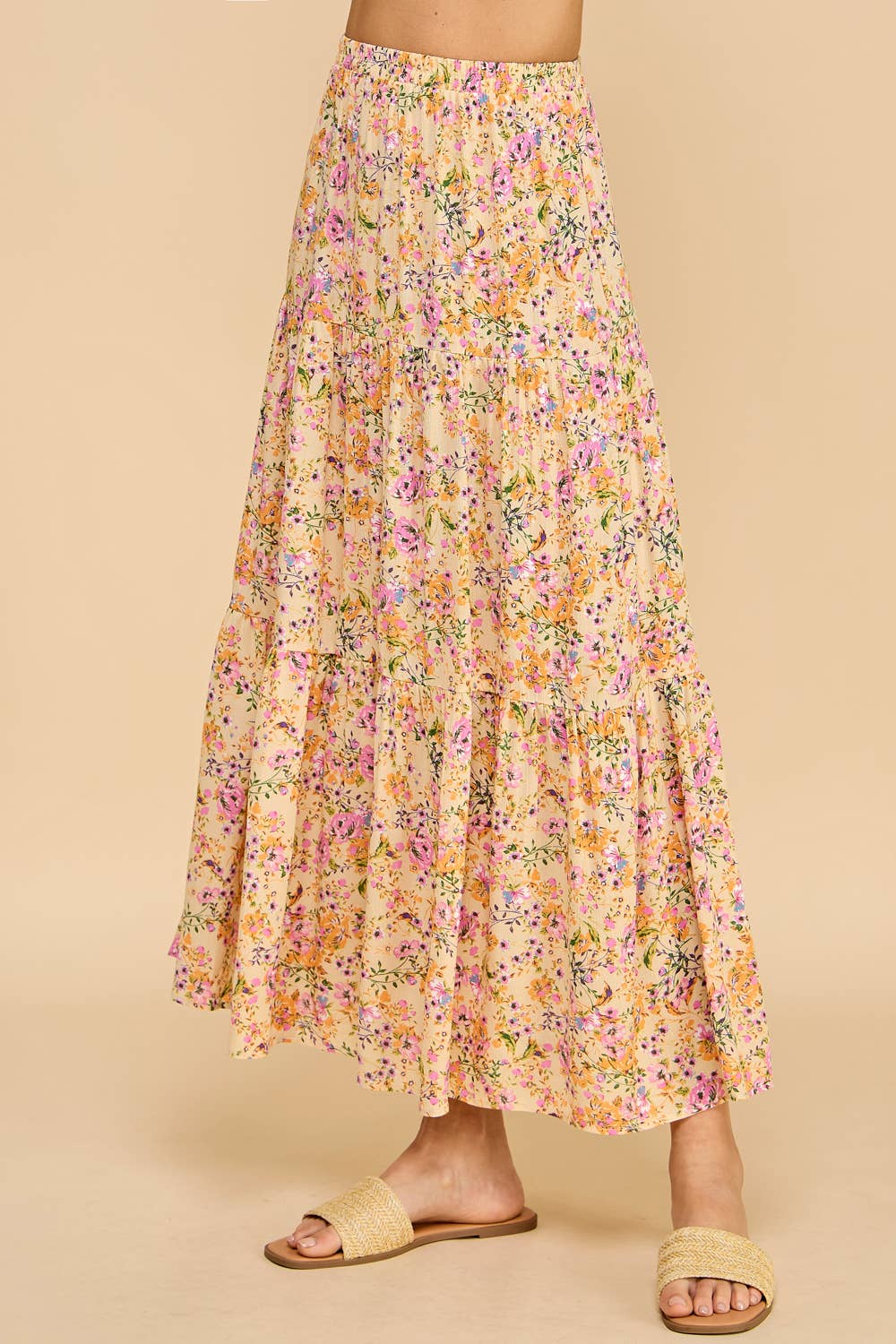 Yellow Floral Maxi Skirt