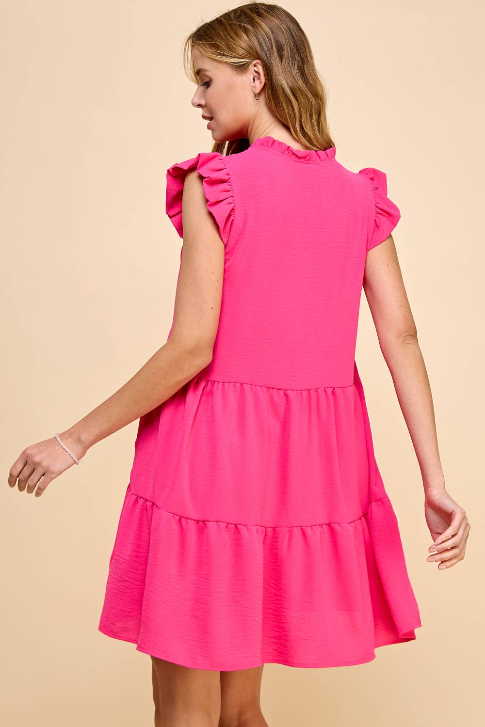 Hibiscus Pink Tiered Dress