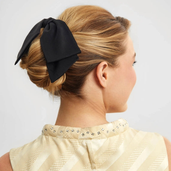 Kitsch Recycled Fabric Bow Hair Clip 1pc- Black