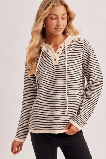 Twilight Stripe Henley Sweater