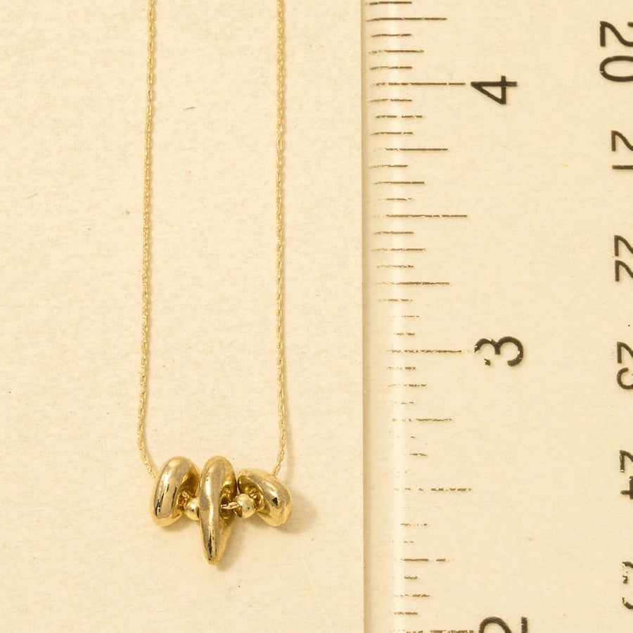 Abstract Metallic Bead Charms Chain Necklace - Gold