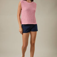 Crew Neck Sleeveless Muscle Boucle Tank Top