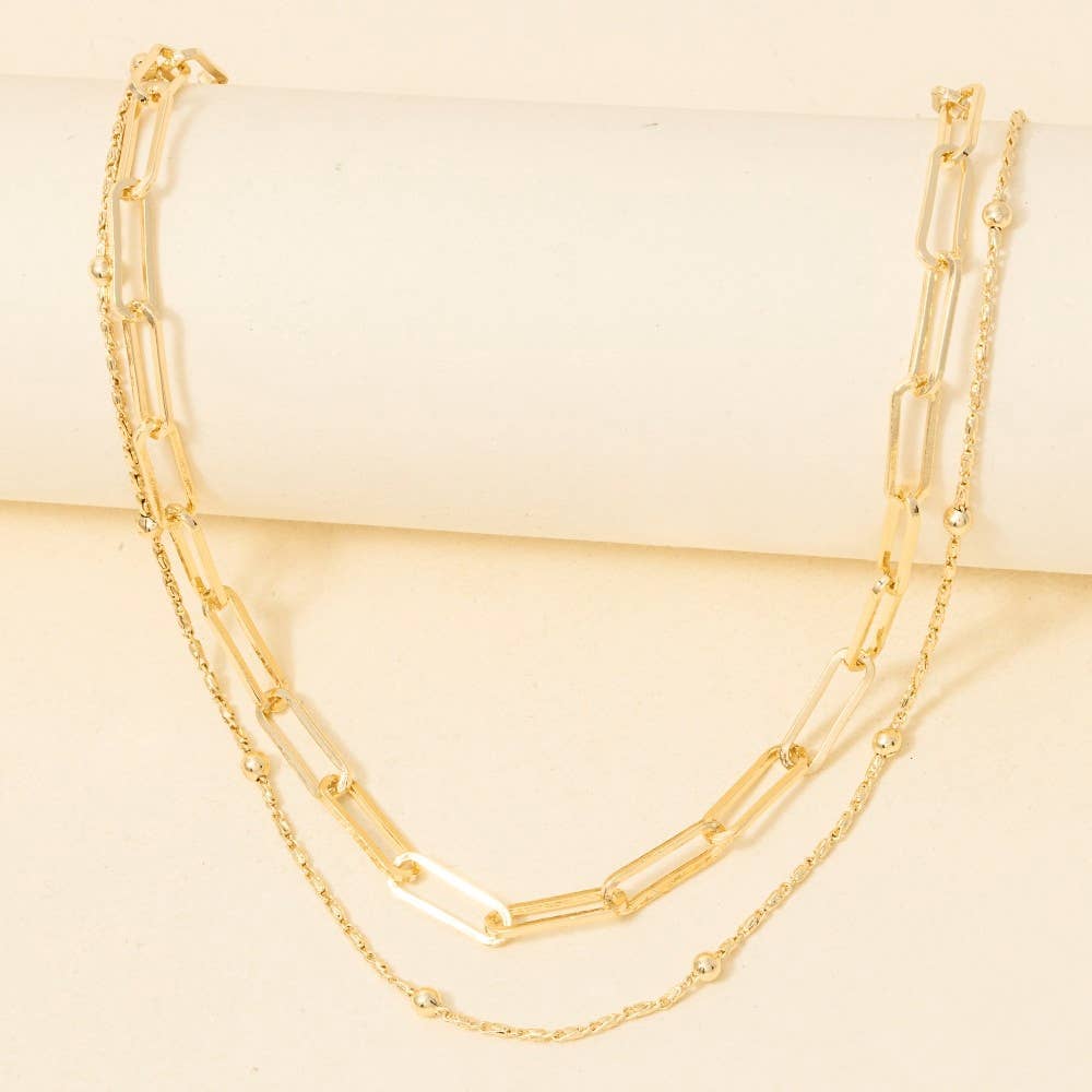 Dainty Mixed Layered Classic Chain Necklace: Gold