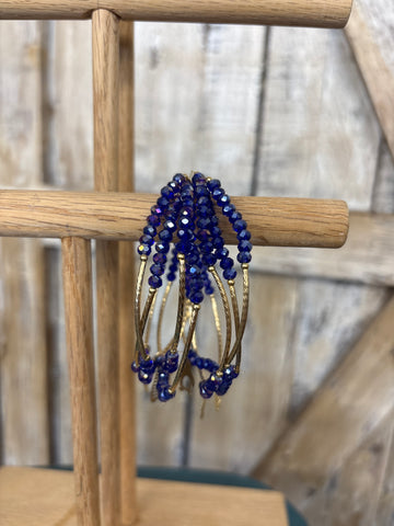 Violet Blue Beaded Charm Bracelet